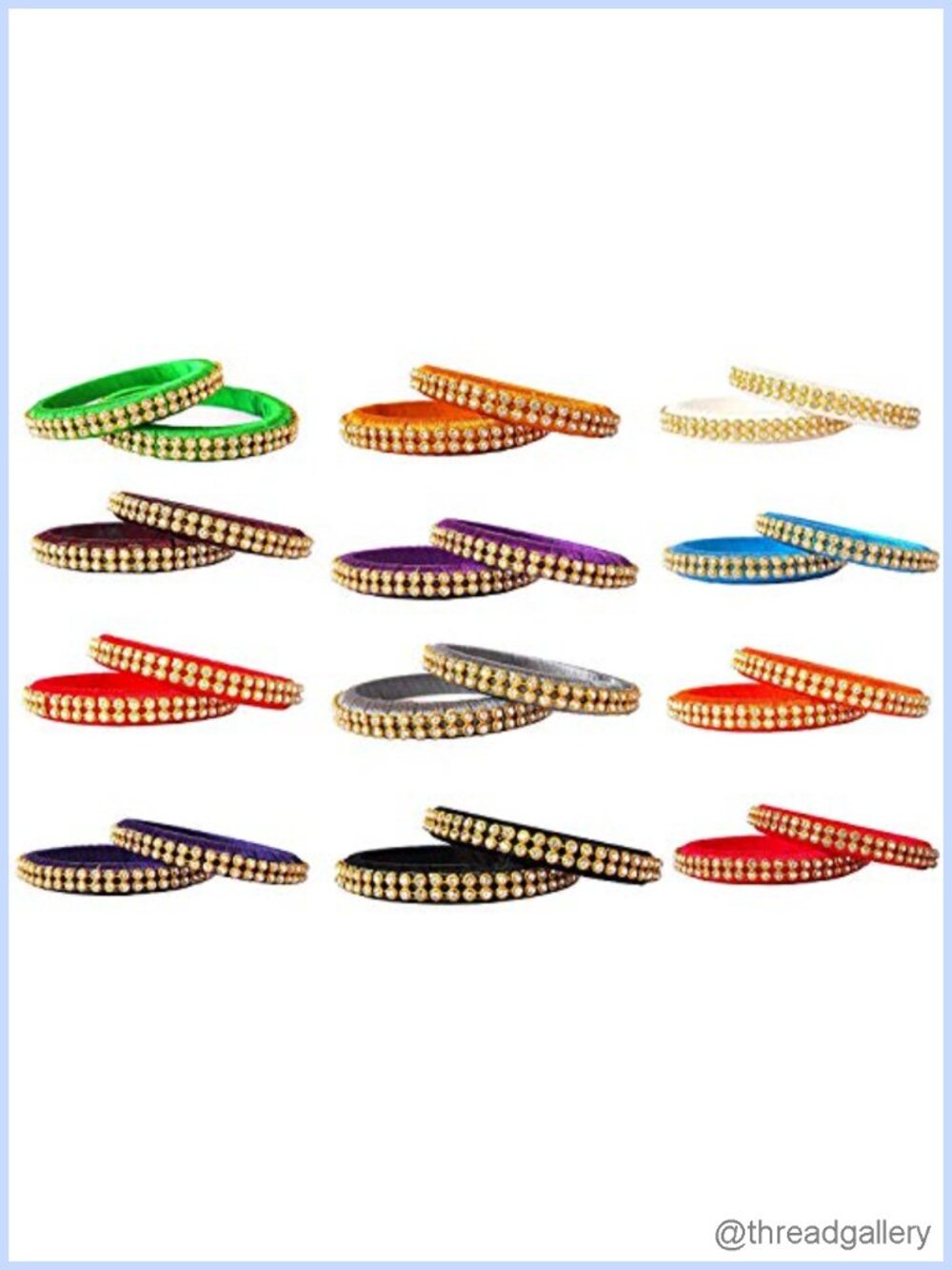 Handmade Silk Thread Bangle Set of 24 Multicolor Ethnic Jewelry